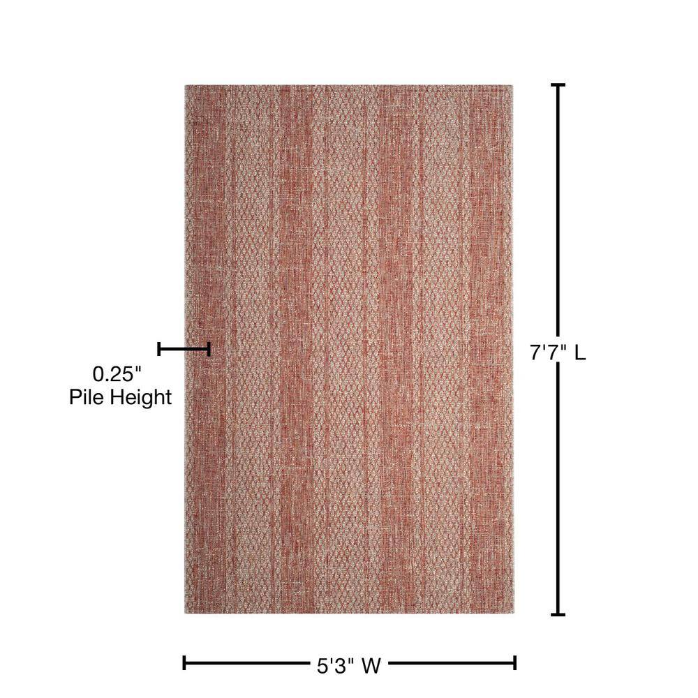 Light Beige and Terracotta Synthetic Outdoor Area Rug