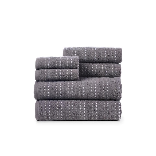 Caro Home 6-Piece Parsnip Radiant Grey Cotton Bath Towel Set ...