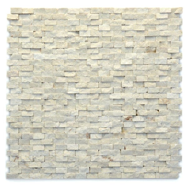 Solistone Modern Fauve 12 in. x 12 in. x 9.5 mm Marble Natural Stone Mesh-Mounted Mosaic Wall Tile (10 sq. ft. / case)