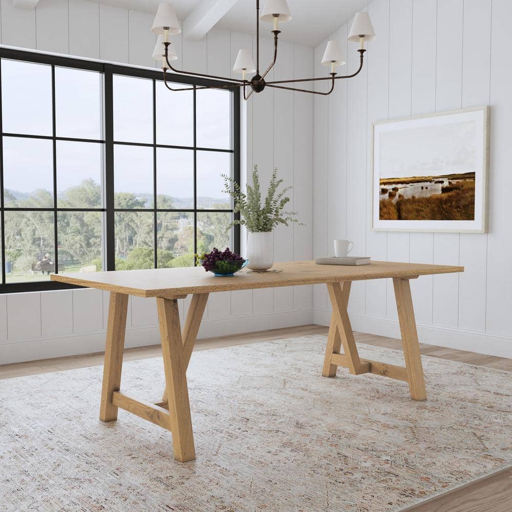 Natural Oak Reclaimed Wood Farmhouse Dining Table