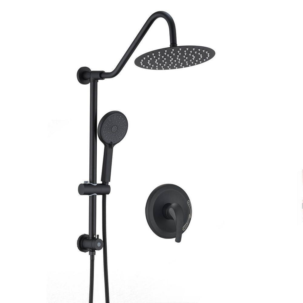 4-spray 10 in. Dual Wall Shower Head and Handheld Shower Head with 2.5 GPM in Matte Black (Valve Included） price history on PriceWatchPro