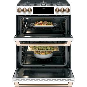 30 in. 7.0 cu. ft. Slide-In Smart Double Oven Dual-Fuel Range with Self-Clean Convection in Matte White