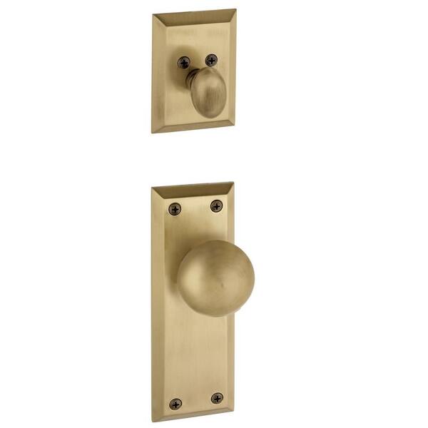 Grandeur Fifth Avenue Single Cylinder Vintage Brass Combo Pack Keyed Alike with Knob and Matching Deadbolt