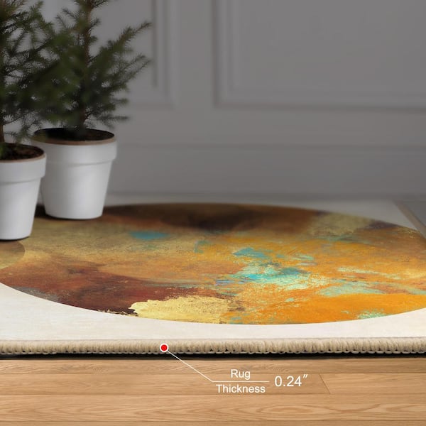 Multi-Colored 5 ft. x 8 ft. Patina Plates I Washable Geometric Art Area Rug