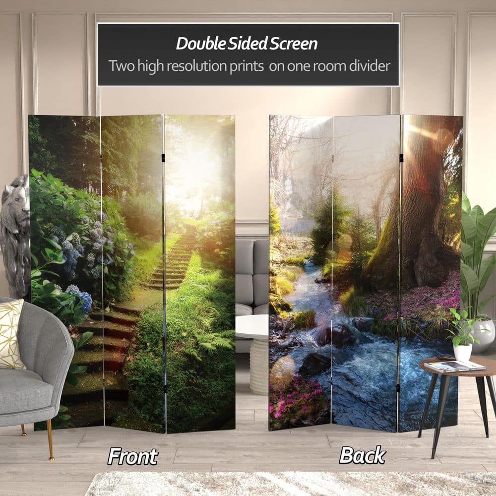 6 Ft. Tall Double Sided Stairway To Heaven Canvas Room Divider