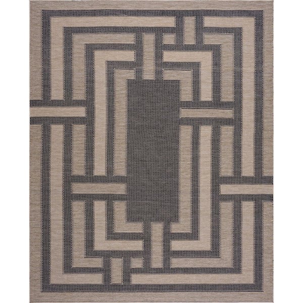 Bailey Black 8 ft. x 10 ft. Transitional Geometric Flat Weave Polypropylene Rectangle Indoor/Outdoor Area Rug