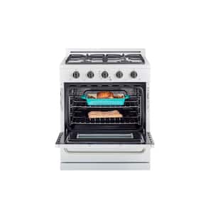 30 in. 3.9 cu. ft. Propane Off-Grid Gas Range with Battery Ignition Sealed Burners in White