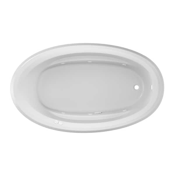 JACUZZI SIGNATURE 71 in. x 41 in. Oval Whirlpool Bathtub with Right Drain in White with Heater