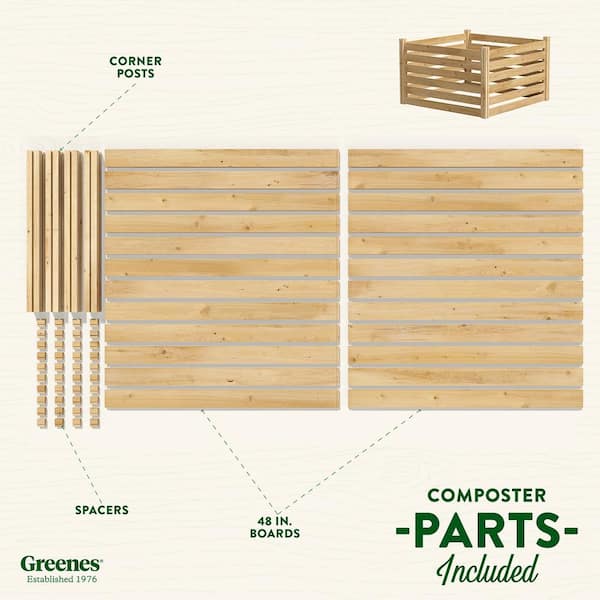 Greenes Fence - Greenes 309.17 Gal. Cedar Wood Stationary Composter