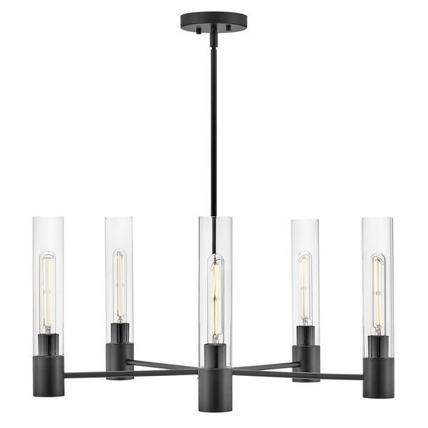LARK - Shea 5-Light Black Tubed Chandelier