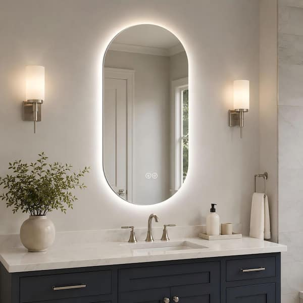 48 in. W x 24 in. H Oval Frameless Super Bright Backlited LED Anti-Fog Tempered Glass Wall Bathroom Vanity Mirror