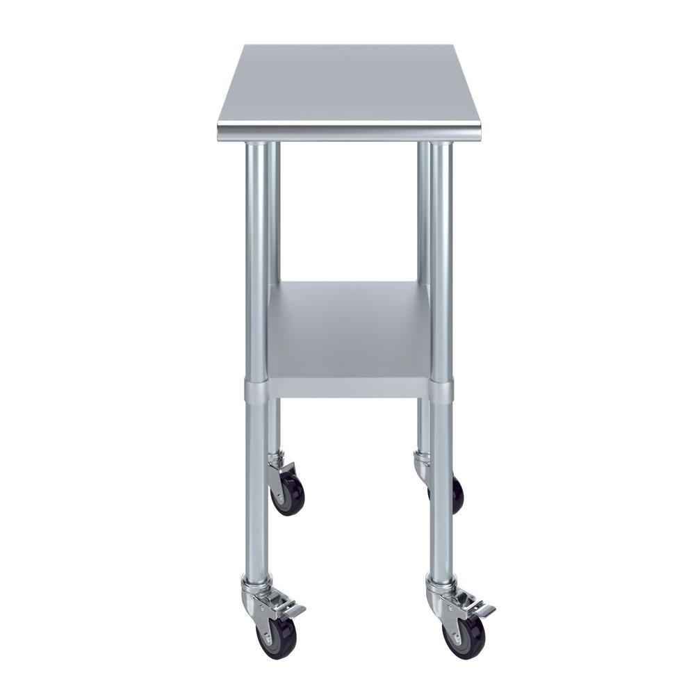 24" x 18" Stainless Steel Rolling Work Table with Undershelf