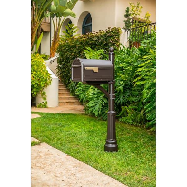 Mapleton Post Mount Mailbox Rubbed Bronze with Premium Champagne Flag Mapleton Post Mount Mailbox Rubbed Bronze with Premium Champagne Flag