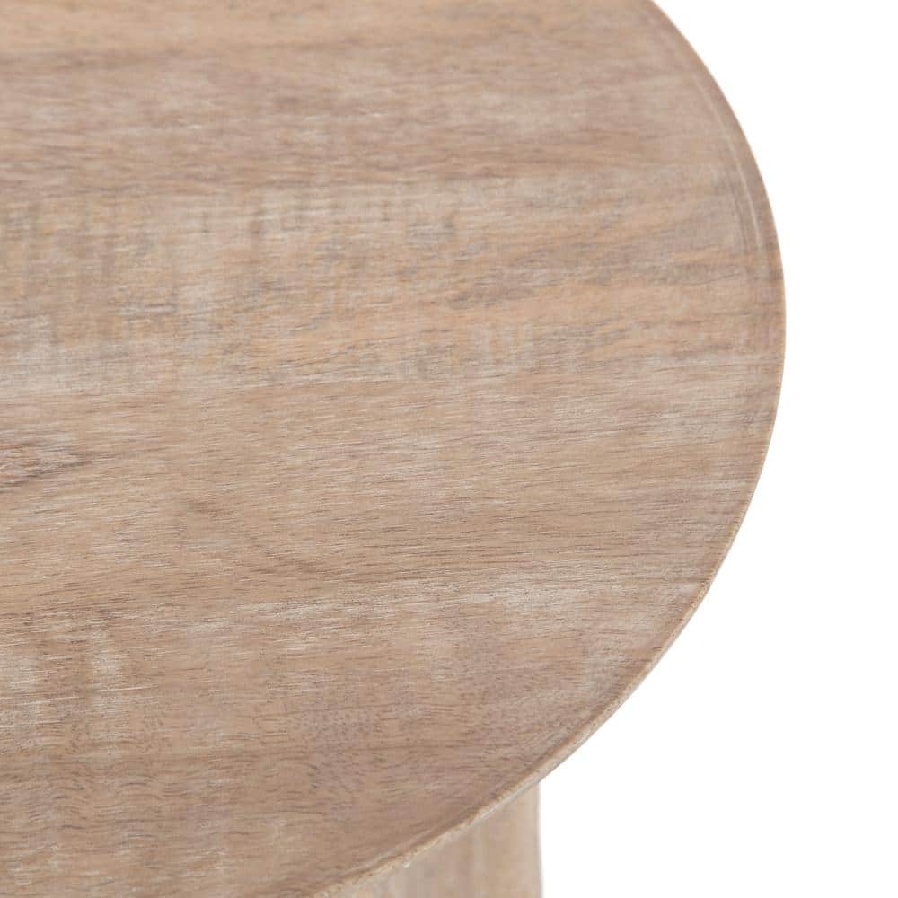 Gierson Natural Mango Wood Round Side Table, 12x12x22
