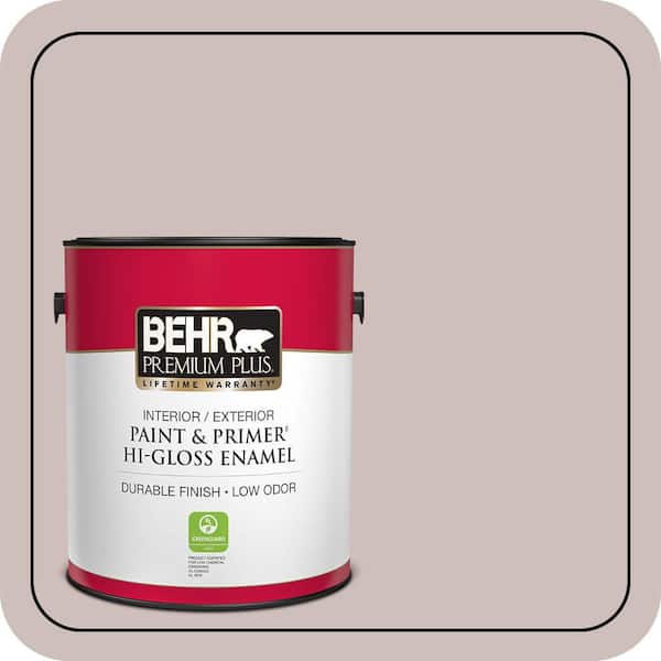 BEHR PREMIUM PLUS 1 gal. #750A-3 Vintage Taupe Hi-Gloss Enamel Interior/Exterior Paint & Primer