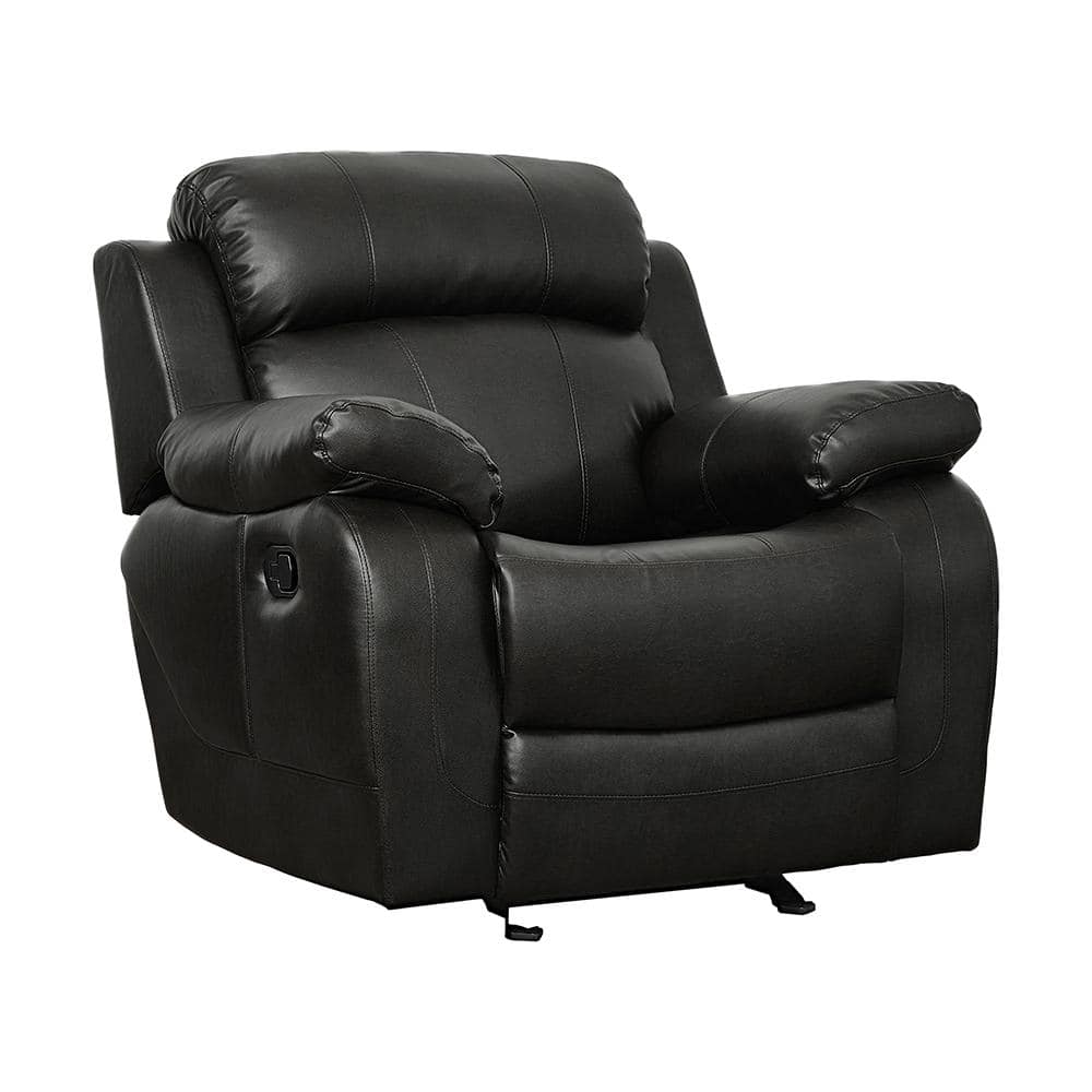 Alamo Black Faux Leather Glider Manual Recliner