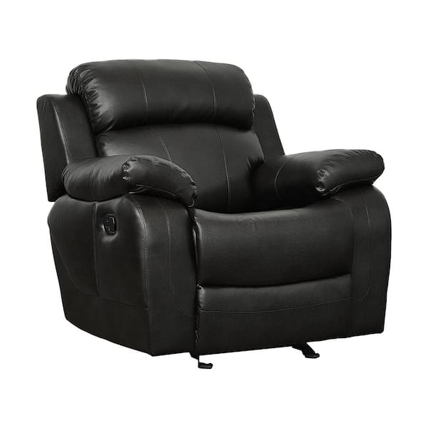 Lazzara Alamo Black Faux Leather Glider Manual Recliner