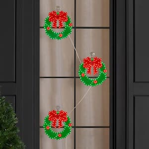 10 in. Twinkling LED Wreaths with Bows - 3 Pack L3