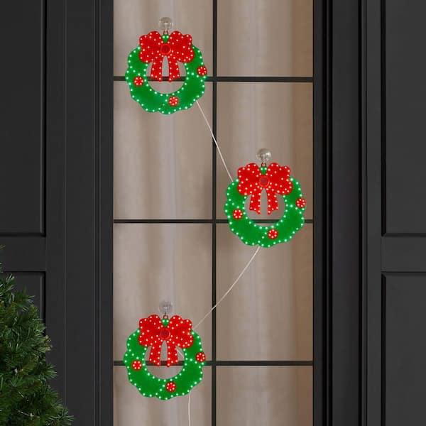 10 in. Twinkling LED Wreaths with Bows - 3 Pack L3