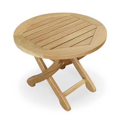 Oak Outdoor Side Tables Patio, Small Round Wooden Patio Table