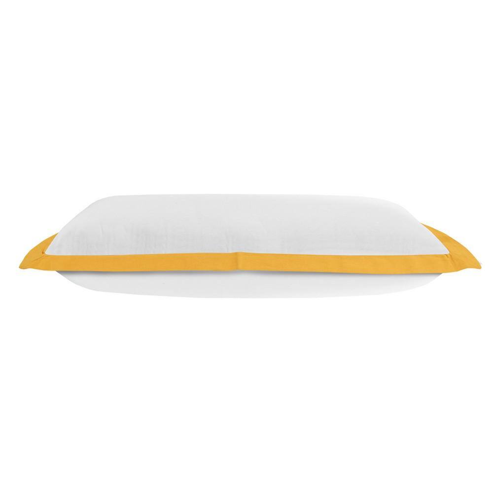 Golden Empire Bordered Cotton Throw Pillow, White & Yellow, 14" x 36"