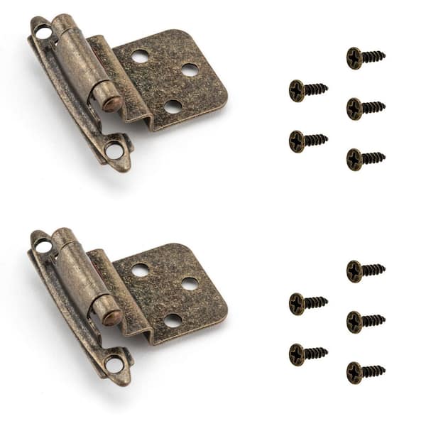Richelieu Hardware (2-Pack) Antique English Semi-Concealed Self-Closing 3/8 in. Overlay for Face Frame Cabinet Hinge
