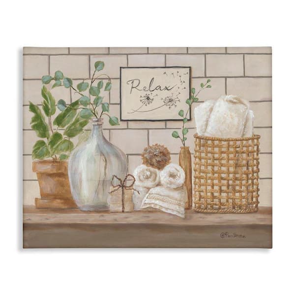 Uplifting Bathroom Spa Relax Scene by Pam Britton Unframed Graphic Art Print Nature 40 in. x 30 in.