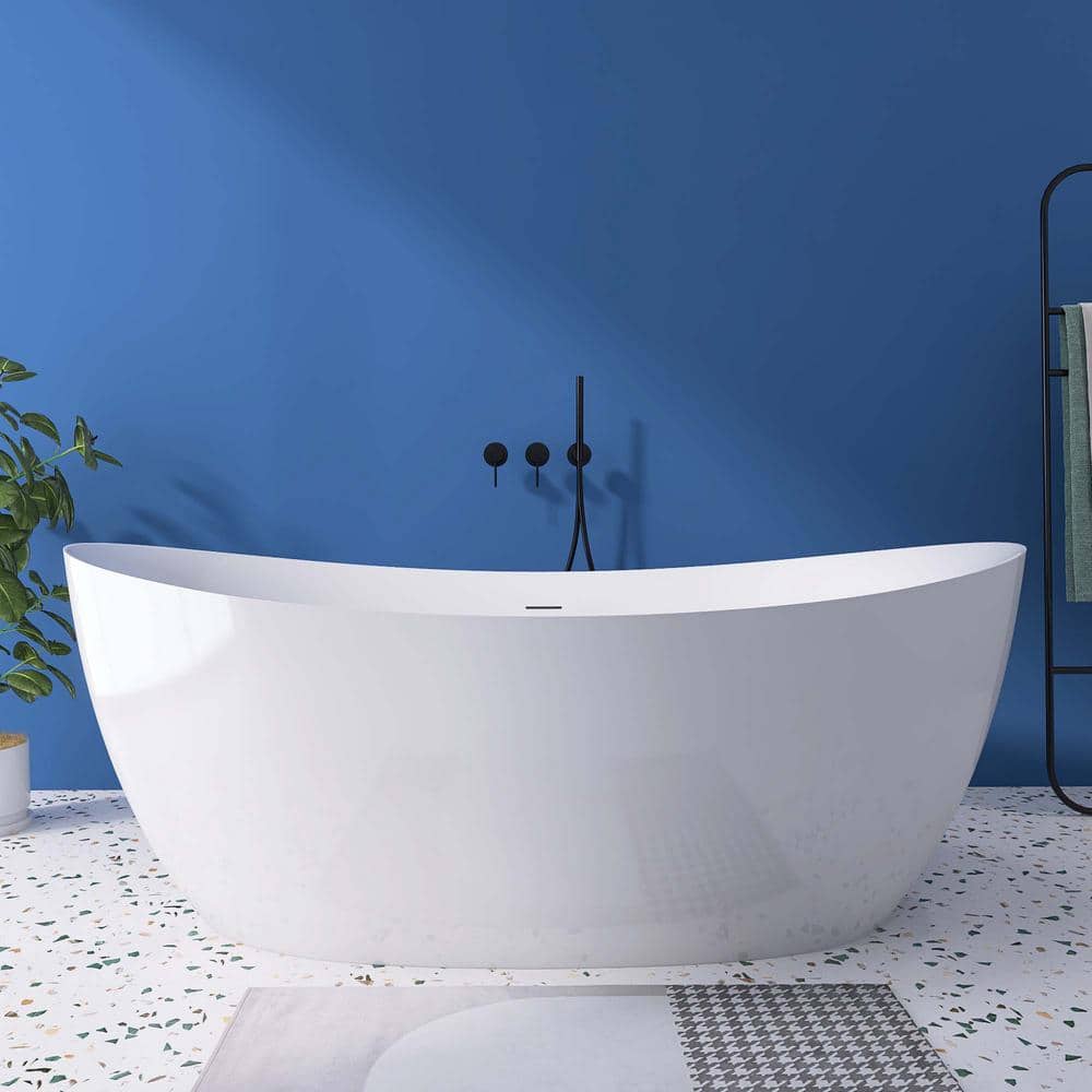 69 in. x 32.68 in. Soaking Bathtub with Integrated Slotted Overflow and Chrome Pop-up Drain Anti-clogging in Gloss White price history on PriceWatchPro
