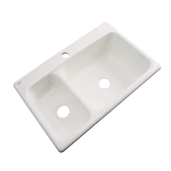 Thermocast Wyndham Drop-In Acrylic 33 in. 1-Hole Double Bowl Kitchen Sink in Almond