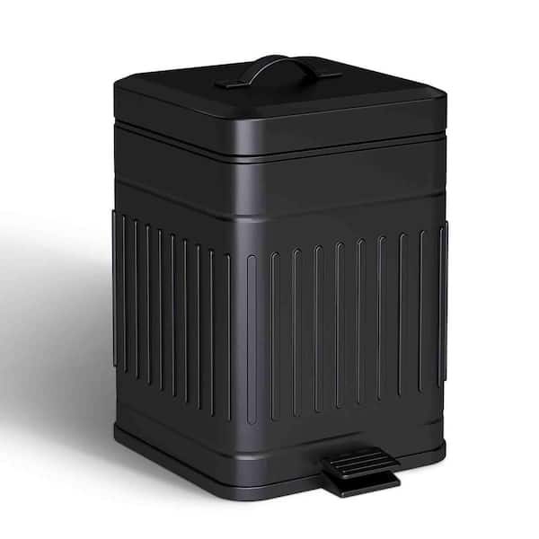 Unbranded 1.3 gal. Black Farmhouse Retro Metal Trash Can with Lid