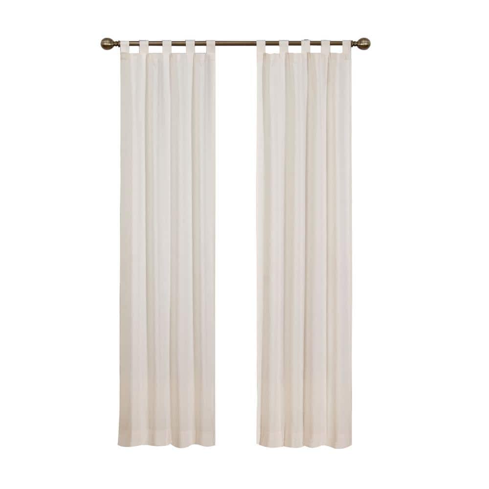 Natural Cotton Polyester Tab Top Window Panel Pair, 60x63 Inch