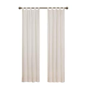 Montana Natural Solid Polyester/Cotton Blend 60 in. W x 63 in. L Light Filtering Pair Tab Top Curtain Panel