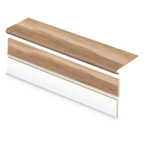 Cap A Tread Lathem Pine 47 in. L x 12.15 in. W x 1.69 in. T Vinyl Overlay Stair Tread and Reversible Riser Kit