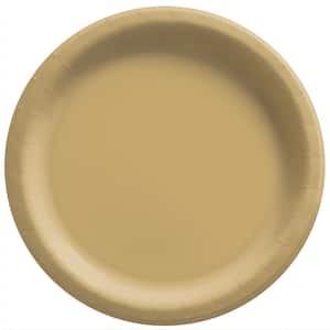 10 in. x 10 in. Gold Round Paper Plates (100-Piece)