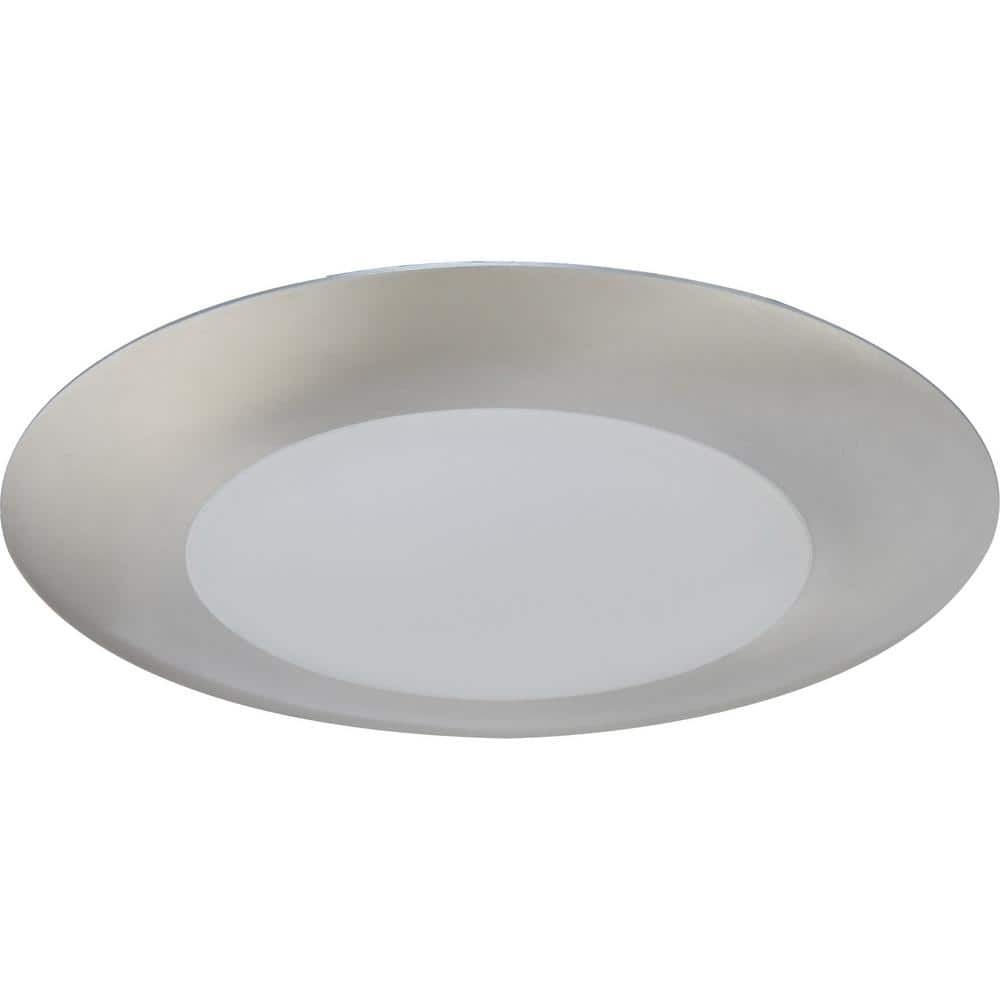 Volume Lighting Mini 1 Light Brushed Nickel Aluminum Led Indoor Outdoor Ceiling Surface Flush Mount Wall Sconce With Lens Round Trim V8622 33 The Home Depot