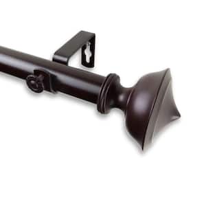 66 in. - 120 in. Telescoping 1 in. Single Curtain Rod Kit in Mahogany with Leopold Finial