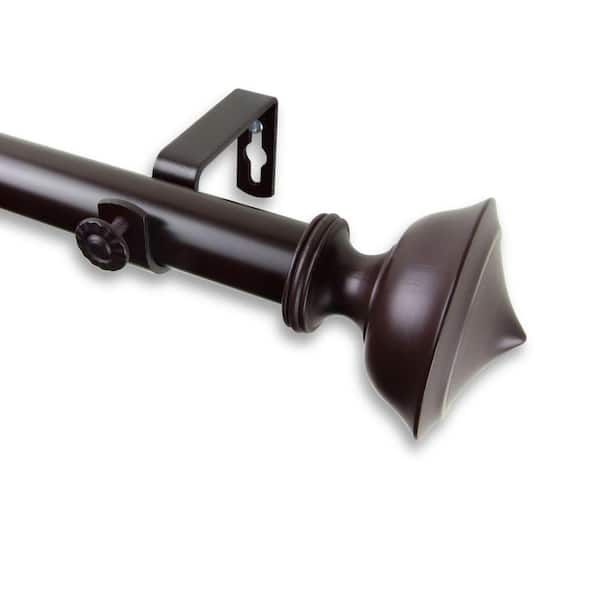 Rod Desyne 66 in. - 120 in. Telescoping 1 in. Single Curtain Rod Kit in Mahogany with Leopold Finial