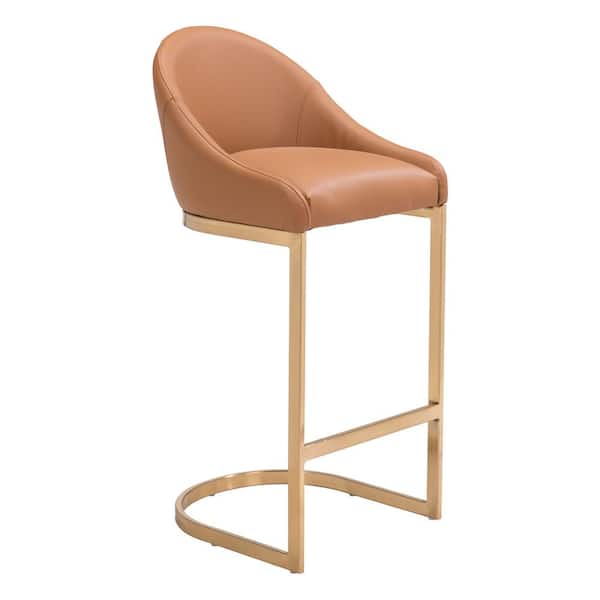 ZUO Scott Tan Backless Metal Bar Height (28-33 in.) Bar Stool