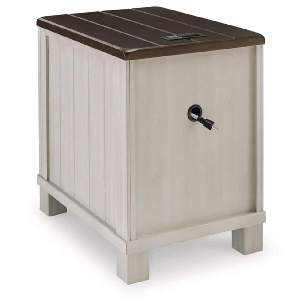Darborn 18 in. Gray Rectangle Wood End Table with Storage and Drawers - thumbnail 4