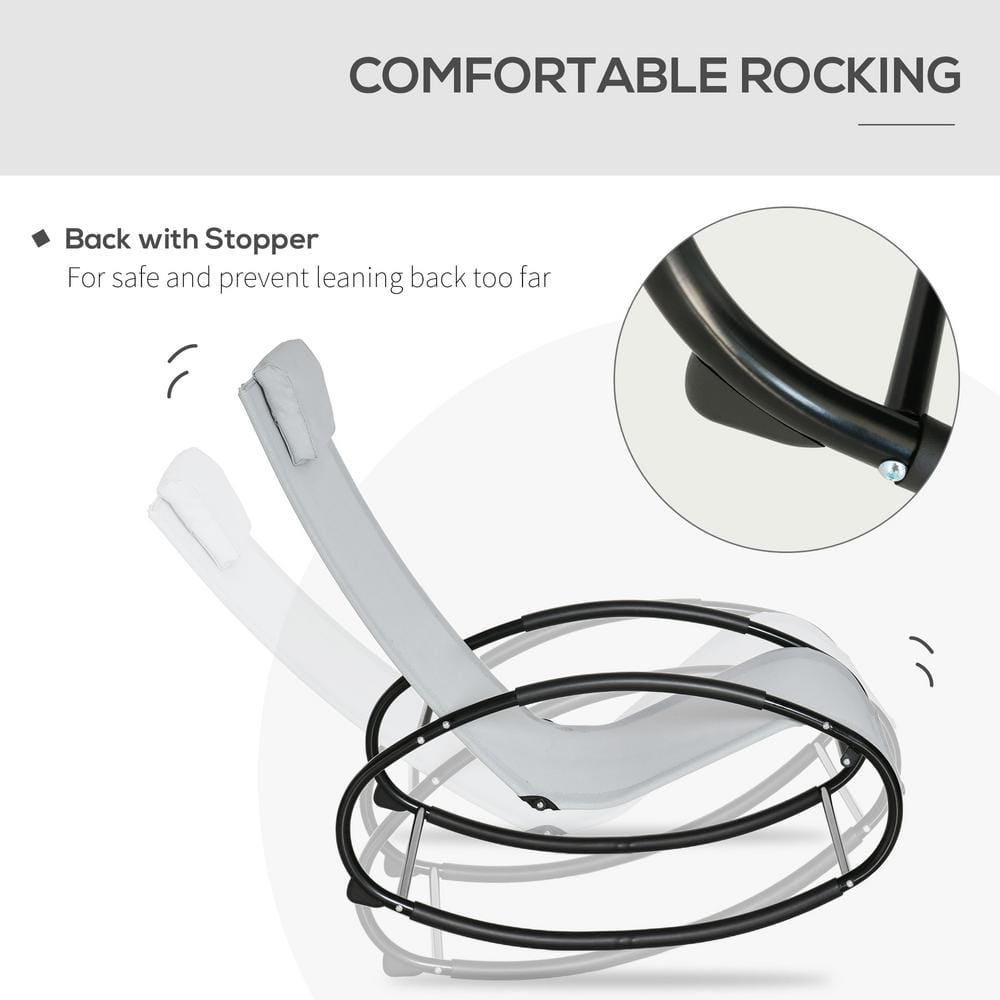 Gray Mesh Zero Gravity Rocking Lounger with Pillow
