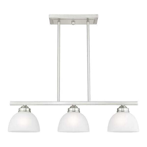 Livex Lighting Somerset Brushed Nickel Transitional Opal Glass Linear Kitchen Island Light