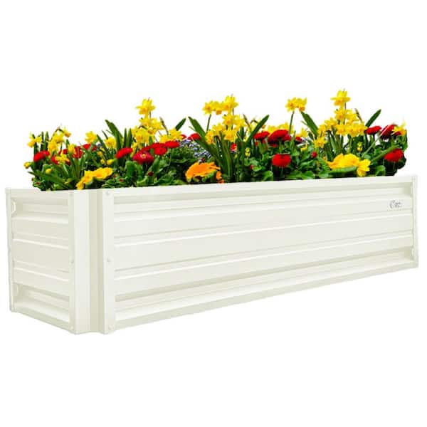 ALL METAL WORKS 24 inch by 72 inch Rectangle Polar White Metal Planter Box