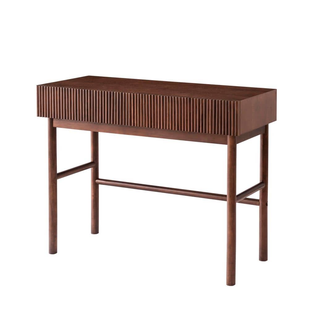 Modern Dark Brown Wood 41.7 in. W x 31.5 in. H Rectangular Full Length Mirror Console Table with 4-Legs price history on PriceWatchPro
