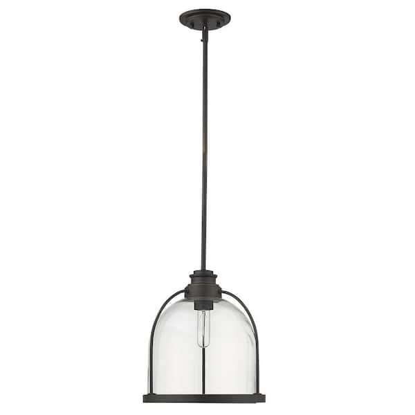 100-Watt 1-Light Bronze Pendant Light with Crystal, No Bulbs Included