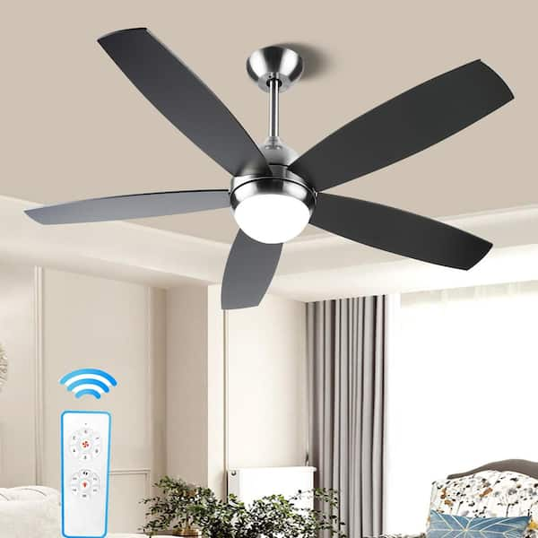 Free Shipping on 52 LED Ceiling Fan Light with 3 Blades & Glass Shade &  Remote Control in Black & Walnut｜Homary