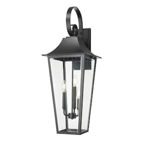 Gannon 33.25 in. Black Outdoor Hardwired Wall Sconce with no bulbs included