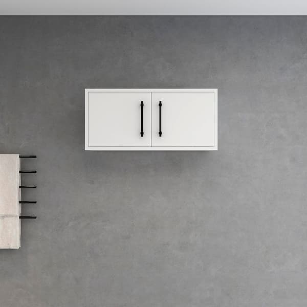 Victoria 29.7 in. W x 11.8 in. D x 13.78 in. H White Plywood Wall Overhead Floating Linen Cabinet in Gloss White