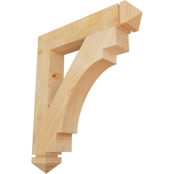 Ekena Millwork 4 in. x 28 in. x 24 in. Douglas Fir Merced Arts and Crafts Rough Sawn Bracket