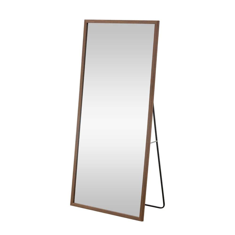 Brown 31.5 in. W x 71 in. H Rectangle Wood Full Length Mirror, Bedroom Porc