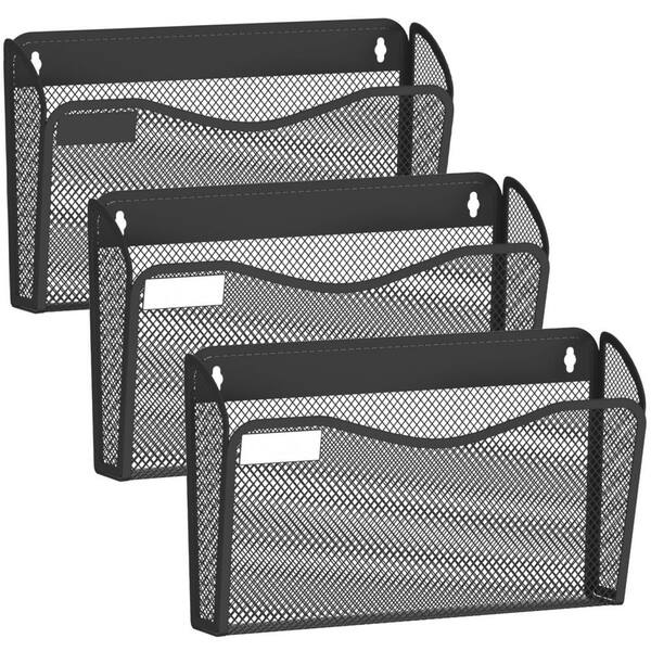 マガジンラック MESH BOX & TABLE Black Metal Mesh 3.9 in. x 8.3 in. Wall Mount Hanging File